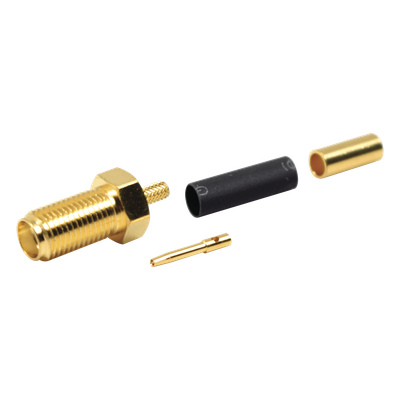 Conector SMA Hembra / Anillo Plegable / Cuerpo Bronce / Contacto Oro / Teflón / RG-174/U, Belden 8216