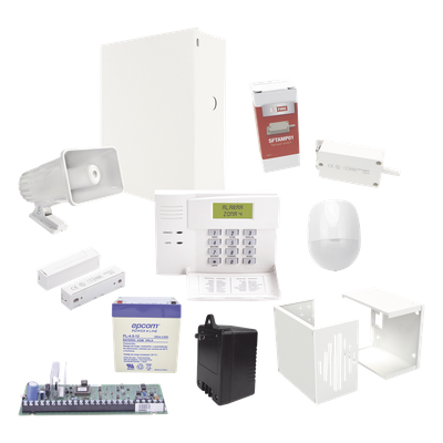 Panel de alarma de intrusión de 3 particiones y hasta 64 zonas, en kit completo de instalación