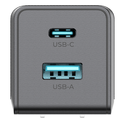 Cargador GaN III 35W / USB-C PD 35W + USB-A 22.5W / Doble Puerto Simultáneo / PD3.0 PPS QC4.0 AFC SCP FCP / Diseño Plegable de Bolsillo / Protección Integral 6 Capas