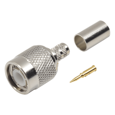 Conector TNC Macho / Anillo Plegable / LMR-240 RG-8/X Belden 9258 / Níquel Oro Delrin