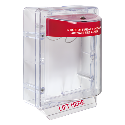 Cubierta Protectora Serie Stopper II® De Policarbonato, Con Bocina, Espaciador Transparente, Montaje en Superficie, Etiqueta en Inglés