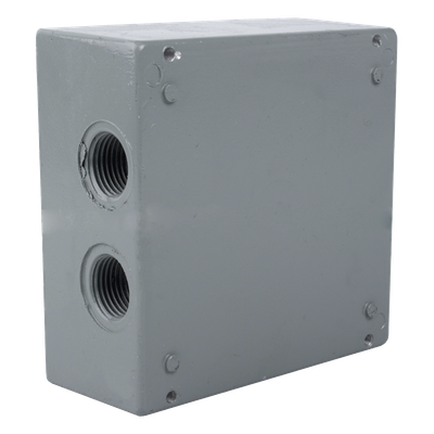 Caja Condulet Cuadrada de 3/4\" (19.05 mm) con 4 bocas a prueba de intemperie.