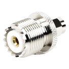 Adaptador Coaxial en Línea / SMA Macho a UHF Hembra (SO-239) / Cuerpo Bronce Niquelado / Contacto Oro / Aislante Teflón