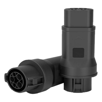 Adaptador EV / Entrada Tipo 1 (SAE J1772) / Salida Tipo 2 (IEC 62196-2) / 7 kW / 32 A / 220 V AC / Monofásico / Compacto y Portátil
