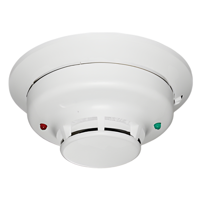 Detector fotoeléctrico de humo convencional de 2 hilos con LED bicolor y compensación automática de sensibilidad