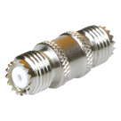 Adaptador Barril RF / Mini-UHF Hembra a Mini-UHF Hembra / Montaje en Línea / Cuerpo Bronce Niquelado / Contacto Oro / Aislante Teflón
