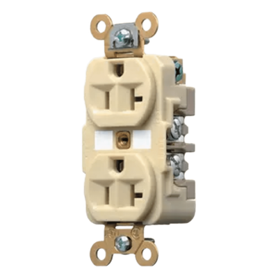 Contacto Dúplex 20 A 125 V / 2 Polos 3 Hilos / Color Marfil /Nema 5-20R /Grado Industrial.