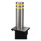 Bolardo Neumático / Acero Inoxidable 304 / Diámetro 220 mm / Altura 750 mm / Elevación 3-5 s / Resistencia Impacto 250,000 J / LED Rojo / 100 Ciclos/Hora