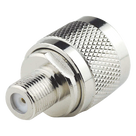 Adaptador Coaxial RF / N Macho a F Hembra / Montaje en Línea / Bronce Niquelado / Contacto Oro / Teflón / -20℃ a 80℃