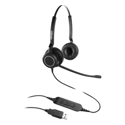 Audífonos USB de Diadema ESTÉREO con Audio HD / Micrófono con Cancelación de Ruido / Calidad para uso en Oficina