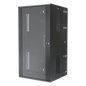 Gabinete PanZone de Montaje en Pared, de 19in, Puerta con Ventana de Seguridad, 26 UR, 635mm de Profundidad, Color Negro