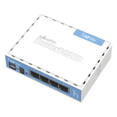 (hAP Lite) 4 Puertos Fast Ethernet y  Wi-Fi 2.4 GHz 802.11 b/g/n