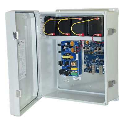 Fuente de Alimentación para PoE / 2 Entradas 1G Fiber SFP / 4 Salidas 10/100/1000 PoE/PoE+ configurable para 2 Salidas 60W Hi-PoE / Nema IP66 / Con capacidad de batería de respaldo / Requiere bater
