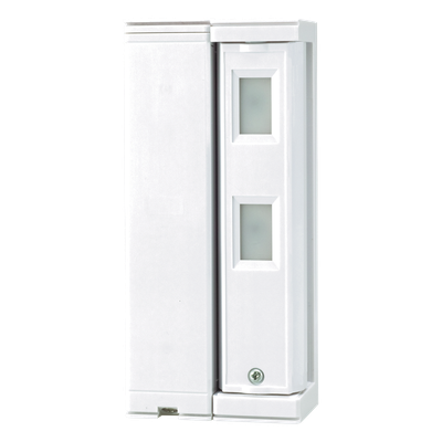 Sensor de Movimiento / Tipo Cortina / Ajuste de detección 2m o 5m / 100% Exterior / Inalambrico (Alimentación)/Compatible con cualquier panel de alarma / Proteja fachadas, puertas, ventanas, balcon