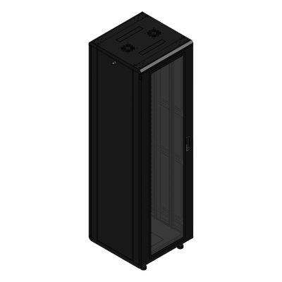 Gabinete rackeable de piso de 42U, compatible con estándar 19 pulgadas, equipado con puerta frontal de cristal para una mejor visibilidad y presentación profesional