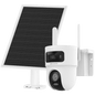 Kit Solar IP All in One Doble Lente / AOV / PT IP 4 Megapixel Lente 4 mm / Fijo 4 Megapixel Lente 2.8 mm / Panel Solar + Batería de Respaldo de Litio (9000 mAh) / Conexión 4G / Audio de Dos Vías /
