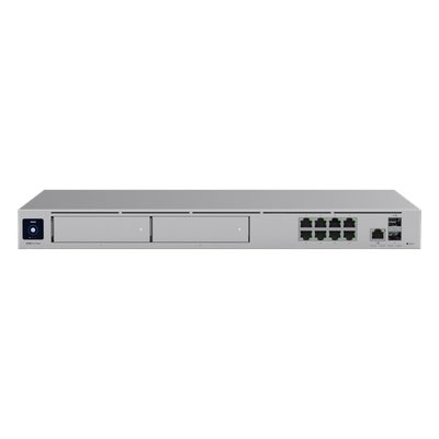 UniFi Dream Machine Pro Max – Cloud Gateway Empresarial con Soporte para 150 Dispositivos y 2000 Clientes, 5 Gbps de Ruteo con IDS/IPS, 2 Bahías para HDD 3.5”, SSD Interno de 128 GB, Failover, Bala