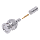 Conector Coaxial BNC Macho / Anillo Plegable / Cuerpo Bronce Plateado / Contacto Oro / Aislante Teflón / Cables RG-58/U, RG-142/U, LMR-195