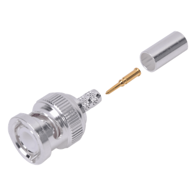 Conector BNC Macho de Anillo Plegable para Cable LP-142, LP-195, LMR-195, RG-58/U, RG-142/U, Plata/Oro/Teflón.