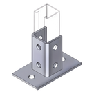 Base de Montaje Cuadrada / 4 Perforaciones / Acero Galvanizado / Perfil Sencillo Industrial