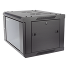 Gabinete de Montaje / 6 Unidades de Rack / 19\" / Carga 40 kg / Puerta Cristal Templado / Pared o Piso / 600 x 368 x 450 mm (23.6 x 14.5 x 17.7 in)