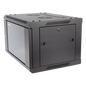 Gabinete para Montaje en Pared - Piso / Puerta de Cristal Templado / Cuerpo Fijo / 6 Unidades de Rack / 19\" / Fabricado en Acero