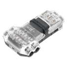 Conector T / 2 Contactos / Extracción Sin Corte / 0.35 a 0.75 mm² / Diámetro Máx 2.1 mm / Transparente con Negro