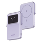 Power Bank Inalambrico | 5000mAh | 7.5W  |  Con Emojis de Estado | Carga Rápida USB-C Bidireccional  | Pantalla TFT  Inteligente | 13 niveles de Proteccion | Con Holder | Color Purple.