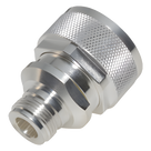 Adaptador de Conector RF / DIN 7-16 Macho a N Hembra / Montaje en Línea / Cuerpo Bronce Plateado / Aislante Teflón