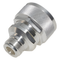 Adaptador de Conector RF / DIN 7-16 Macho a N Hembra / Montaje en Línea / Cuerpo Bronce Plateado / Aislante Teflón
