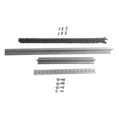 Extensión de Riel Tipo T para Portones / 1 Metro / Cadena de Alta Resistencia 2 mts / Conector Modular para Múltiples Secciones / Compatible con ACCESSRAILT3 / Bracket y Tornillería Incluidos