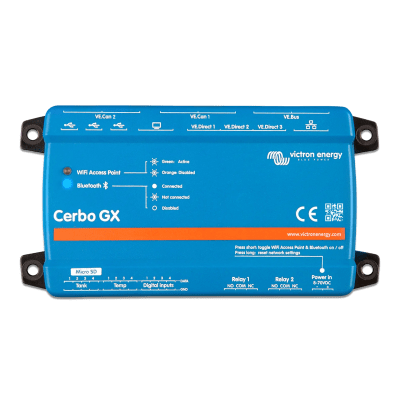 Centro de comunicaciones / Monitoreo remoto / Pantallas táctiles 5\" y 7\" / Conectividad Bluetooth / VRM / VE.Direct, VE.Bus, VE.CAN, USB