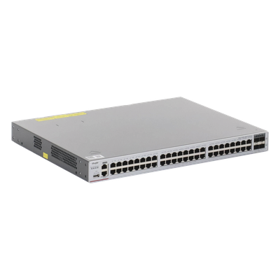 Switch Core Administrable Capa 3 con 48 puertos Gigabit + 4 SFP+ para fibra 10Gb, gestión gratuita desde la nube.