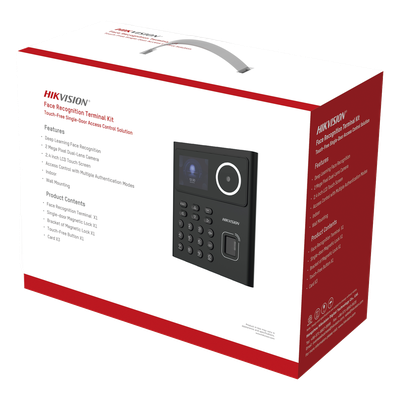 Kit WiFi de Control de Acceso Lite TODO INCLUIDO con Lector de Rostros, Tarjetas y Huellas / 500 Rostros / Compatible con App HIKConnect / Incluye Electroimán  Botón de Salida y Montajes Z y L para