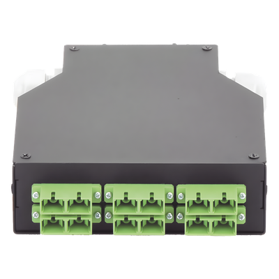 Distribuidor de Fibra Óptica para Riel Din, 6 Acopladores SC/APC Duplex Monomodo con Charola de Empalme