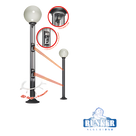 Farola de Seguridad / Aluminio y Policarbonato UV / 185 cm (6' 1') de Altura / Base 27 cm (10.63') / 3 Fotoceldas de 2 Rayos