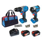 Kit Taladro Percutor y Atornillador de Impacto / 20V / Motor Brushless / 2 Baterías 4.0Ah Li-ion / Cargador Rápido / Bolsa de Transporte