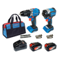 Kit Taladro Percutor y Atornillador de Impacto 20V / Motor Brushless / 2 Baterías 4.0Ah Li-ion / Cargador y Bolsa de Transporte