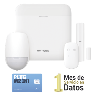 (AX PRO) KIT de Alarma AX PRO con GSM (3G/4G) / Incluye: 1 Hub con bateria de respaldo / 1 Sensor PIR / 1 Contacto Magnético / 1 Control Remoto /1 MICROSIM30M2M incluye 1 mes de servicio/ Wi-Fi / C