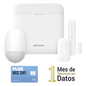 (AX PRO) KIT de Alarma AX PRO con GSM (3G/4G) / Incluye: 1 Hub con bateria de respaldo / 1 Sensor PIR / 1 Contacto Magnético / 1 Control Remoto /1 MICROSIM30M2M incluye 1 mes de servicio/ Wi-Fi / C
