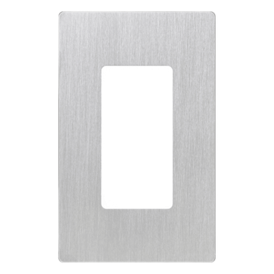 Placa de pared Claro de 1 espacio sin tornillos visibles, acabado en acero inoxidable, para atenuadores y controles Lutron Maestro, Diva, Skylark y control Pico