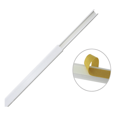 Canaleta color blanco de PVC auto extinguible, de una vía, 12 x 8 mm tramo de 6 pies con cinta adhesiva (5000-21252)