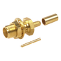 Conector SMA Hembra para Chasis en D Plano, Anillo Plegable para cable RG-174/U, Oro/ Oro/ Teflón.