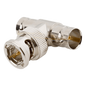 Adaptador en T para 50 Ohm de BNC Macho a Doble BNC Hembra, Troquelado, Níquel/ Oro/ Delrin.