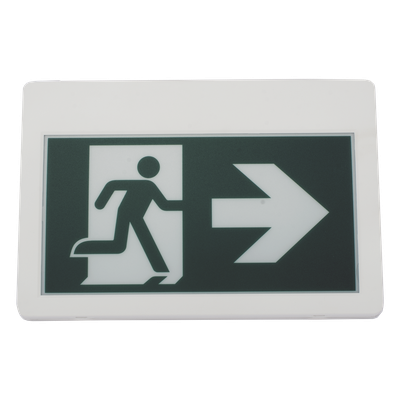 Letrero LED de Señalización de salida \"Hombre Corriendo\"/ Alto brillo / Uso en pared, lateral o techo / Batería de Respaldo Incluida con hasta 120 minutos de duracion