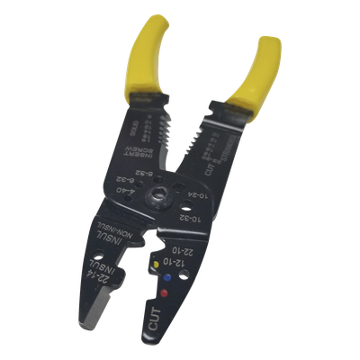 Pinza Cortacables / Pelacables 10 a 22 AWG con Plegador de Conectores.