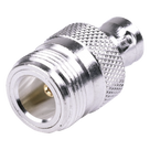 Adaptador Coaxial en Línea / N Hembra a BNC Hembra / Cuerpo Bronce Plateado / Contacto Oro / Aislante Teflón