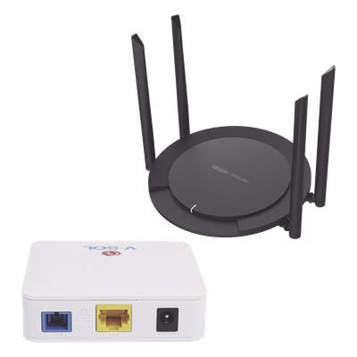 Kit 2 ONU Bridge V-Sol, Dual GPON/EPON con Router Home Wi-Fi Ideal para distribuciones WISP de mayor cobertura Wi-Fi en Hogares y Oficinas