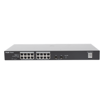 Switch PoE+ No Administrable, Hasta 247 Watts, con 16 Puertos Gigabit PoE+ y 2 Uplinks SFP 1G, Visible en la Topología