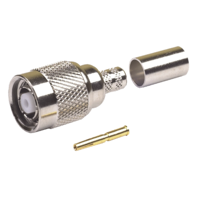 Conector TNC Macho Inverso de Anillo Plegable para Cables LMR-240, RG-8/X, Níquel/ Oro/ Teflón.